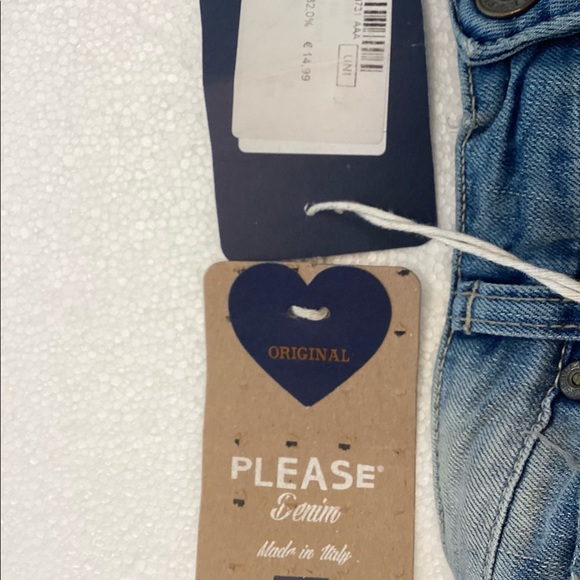 PLEASE small slim fit mid rise embroidered & distressed jeans raw hems Italy NWT - Picture 14 of 15